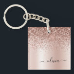 Rose Gold - Blush Pink Glitter Metal Monogram Name Key Ring<br><div class="desc">Rose Gold - Blush Pink Faux Foil Metallic Sparkle Glitter Brushed Metal Monogram Name Keychain. This makes the perfect sweet 16 birthday, wedding, bridal shower, anniversary, baby shower or bachelorette party gift for someone that loves glam luxury and chic styles.</div>