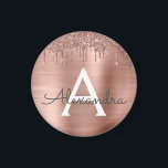 Rose Gold - Blush Pink Glitter Metal Monogram Name Magnet<br><div class="desc">Rose Gold - Blush Pink Faux Foil Metallic Sparkle Glitter Brushed Metal Monogram Name and Initial Party Magnet. This makes the perfect sweet 16 birthday,  wedding,  bridal shower,  anniversary,  baby shower or bachelorette party gift for someone that loves glam luxury and chic styles.</div>