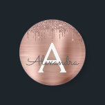 Rose Gold - Blush Pink Glitter Metal Monogram Name Magnet<br><div class="desc">Rose Gold - Blush Pink Faux Foil Metallic Sparkle Glitter Brushed Metal Monogram Name and Initial Party Magnet. This makes the perfect sweet 16 birthday,  wedding,  bridal shower,  anniversary,  baby shower or bachelorette party gift for someone that loves glam luxury and chic styles.</div>