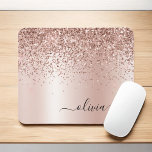 Rose Gold - Blush Pink Glitter Metal Monogram Name Mouse Mat<br><div class="desc">Rose Gold - Blush Pink Faux Foil Metallic Sparkle Glitter Brushed Metal Monogram Name and Initial Mousepad (mouse pad). This makes the perfect sweet 16 birthday,  wedding,  bridal shower,  anniversary,  baby shower or bachelorette party gift for someone that loves glam luxury and chic styles.</div>