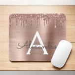 Rose Gold - Blush Pink Glitter Metal Monogram Name Mouse Mat<br><div class="desc">Rose Gold - Blush Pink Faux Foil Metallic Sparkle Glitter Brushed Metal Monogram Name and Initial Mousepad (mouse pad). This makes the perfect sweet 16 birthday,  wedding,  bridal shower,  anniversary,  baby shower or bachelorette party gift for someone that loves glam luxury and chic styles.</div>