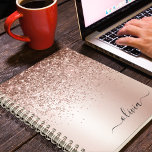 Rose Gold - Blush Pink Glitter Metal Monogram Name Notebook<br><div class="desc">Rose Gold - Blush Pink Faux Foil Metallic Sparkle Glitter Brushed Metal Monogram Name Spiral Notebook Planner. This makes the perfect sweet 16 birthday,  wedding,  bridal shower,  anniversary,  baby shower or bachelorette party gift for someone that loves glam luxury and chic styles.</div>