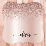 Rose Gold - Blush Pink Glitter Metal Monogram Name Paper Coaster<br><div class="desc">Rose Gold - Blush Pink Faux Foil Metallic Sparkle Glitter Brushed Metal Monogram Name Paper Coasters. This makes the perfect graduation,  birthday,  wedding,  bridal shower,  anniversary,  baby shower or bachelorette party gift for someone that loves glam luxury and chic styles.</div>