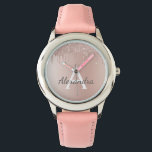 Rose Gold - Blush Pink Glitter Metal Monogram Name Watch<br><div class="desc">Rose Gold - Blush Pink Faux Foil Metallic Sparkle Glitter Brushed Metal Monogram Name Watch. This makes the perfect sweet 16 birthday,  wedding,  bridal shower,  anniversary,  baby shower or bachelorette party gift for someone that loves glam luxury and chic styles.</div>