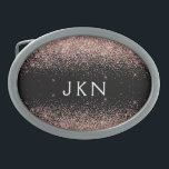 Rose Gold Blush Pink Glitter Monogram Initials Belt Buckle<br><div class="desc">Black and Rose Gold - Blush Pink Sparkle Glitter Monogram Name Belt Buckle. This makes the perfect graduation, sweet 16 16th, 18th, 21st, 30th, 40th, 50th, 60th, 70th, 80th, 90th, 100th birthday, wedding, bridal shower, anniversary, baby shower or bachelorette party gift for someone that loves glam luxury and chic styles....</div>