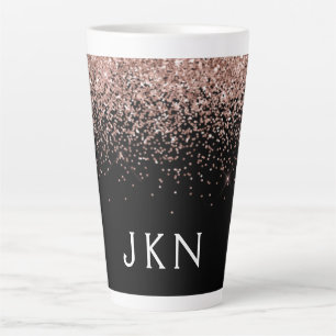 Rose Gold Blush Pink Glitter Monogram Initials Latte Mug