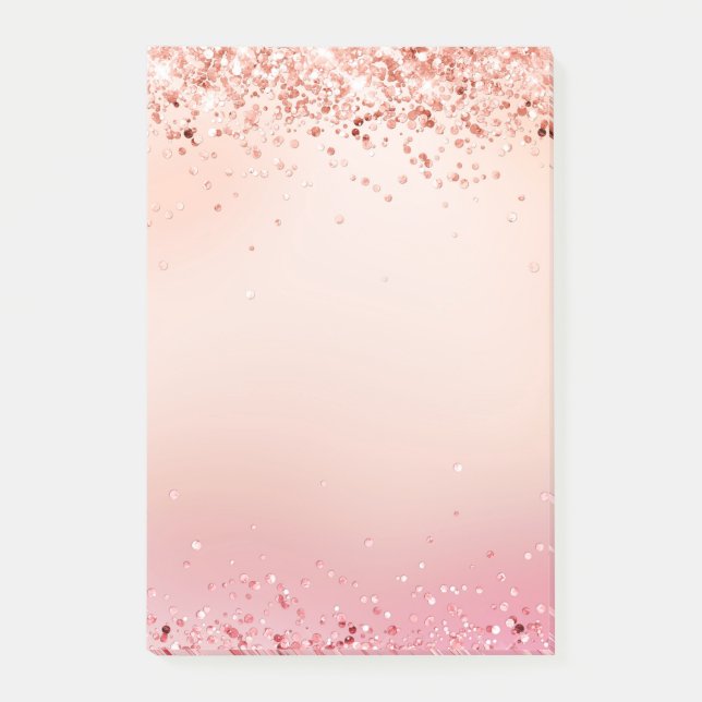 Rose gold blush pink glitter post-it notes (Front)