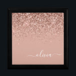 Rose Gold Blush Pink Glitter Script Monogram Gift Box<br><div class="desc">Rose Gold - Blush Pink Sparkle Glitter script Monogram Name Jewellery Keepsake Box. This makes the perfect graduation,  birthday,  wedding,  bridal shower,  anniversary,  baby shower or bachelorette party gift for someone that loves glam luxury and chic styles.</div>