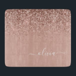 Rose Gold Blush Pink Glitter Script Monogram Girly Cutting Board<br><div class="desc">Rose Gold Blush Pink Sparkle Glitter Script Monogram Name Cutting Board. This makes the perfect graduation,  birthday,  wedding,  bridal shower,  anniversary,  baby shower or bachelorette party gift for someone that loves glam luxury and chic styles.</div>