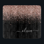 Rose Gold Blush Pink Glitter Script Monogram Girly Cutting Board<br><div class="desc">Black and Rose Gold Blush Pink Sparkle Glitter Script Monogram Name Cutting Board. This makes the perfect graduation,  birthday,  wedding,  bridal shower,  anniversary,  baby shower or bachelorette party gift for someone that loves glam luxury and chic styles.</div>