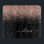 Rose Gold Blush Pink Glitter Script Monogram Girly Cutting Board<br><div class="desc">Black and Rose Gold Blush Pink Sparkle Glitter Script Monogram Name Cutting Board. This makes the perfect graduation,  birthday,  wedding,  bridal shower,  anniversary,  baby shower or bachelorette party gift for someone that loves glam luxury and chic styles.</div>