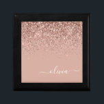 Rose Gold Blush Pink Glitter Script Monogram Girly Gift Box<br><div class="desc">Rose Gold - Blush Pink Sparkle Glitter Script Monogram Name Jewellery Keepsake Box. This makes the perfect graduation,  birthday,  wedding,  bridal shower,  anniversary,  baby shower or bachelorette party gift for someone that loves glam luxury and chic styles.</div>