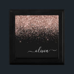 Rose Gold Blush Pink Glitter Script Monogram Girly Gift Box<br><div class="desc">Rose Gold - Blush Pink and Black Sparkle Glitter Script Monogram Name Jewellery Keepsake Box. This makes the perfect graduation,  birthday,  wedding,  bridal shower,  anniversary,  baby shower or bachelorette party gift for someone that loves glam luxury and chic styles.</div>