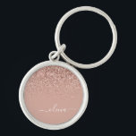Rose Gold Blush Pink Glitter Script Monogram Girly Key Ring<br><div class="desc">Rose Gold - Blush Pink Sparkle Glitter Script Monogram Name Keychains (Key Chain). This makes the perfect sweet 16 birthday,  wedding,  bridal shower,  anniversary,  baby shower or bachelorette party gift for someone that loves glam luxury and chic styles.</div>