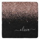 Rose Gold Blush Pink Glitter Script Monogram Girly