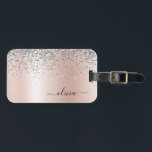 Rose Gold - Blush Pink Glitter Silver Monogram Luggage Tag<br><div class="desc">Rose Gold - Blush Pink and Silver Faux Foil Metallic Sparkle Glitter Brushed Metal Monogram Name and Initial Bag or Luggage Tag. This makes the perfect sweet 16 birthday,  wedding,  bridal shower,  anniversary,  baby shower or bachelorette party gift for someone that loves glam luxury and chic styles.</div>