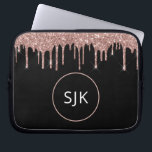 Rose Gold Blush Pink Glitter Sparkle Monogram Laptop Sleeve<br><div class="desc">Blush Pink - Rose Gold and Black Faux Glitter and Sparkle Elegant Monogrammed Initials Case. This case can be customised to include your initial and first name.</div>