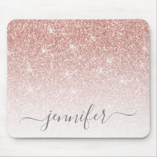 Rose Gold Blush Pink Glitter Sparkle Your Name Mouse Mat