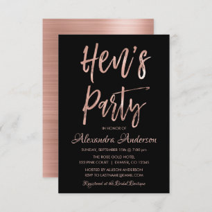 Rose Gold - Blush Pink Hen's Party Invitation