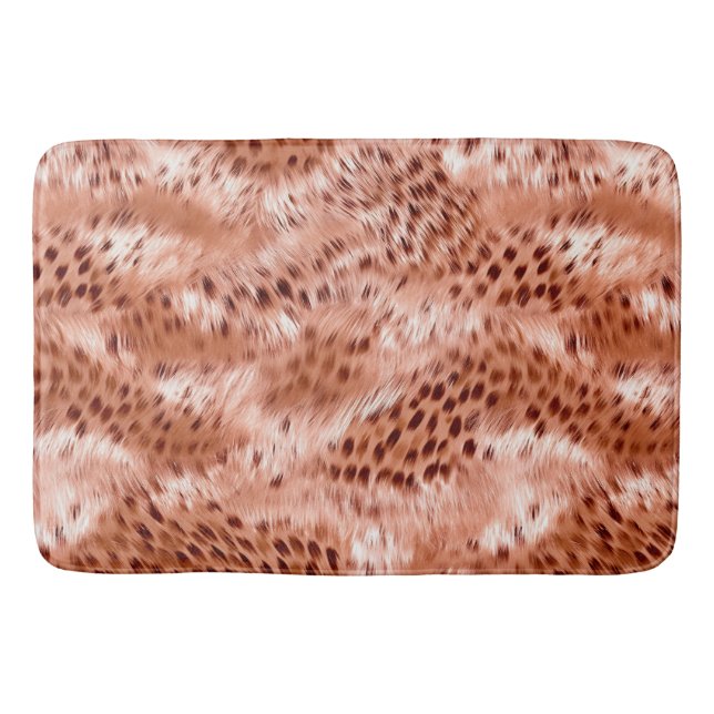 Rose Gold Blush Pink Leopard Bath Mat (Front)