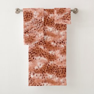 Rose Gold Blush Pink Leopard Bath Towel Set