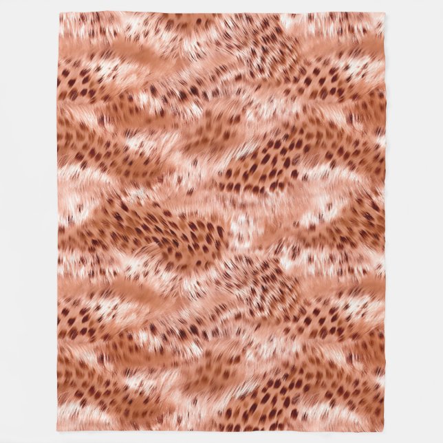 Rose Gold Blush Pink Leopard Fleece Blanket (Front)