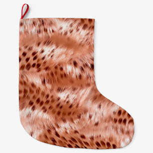 Rose Gold Blush Pink Leopard Large Christmas Stocking