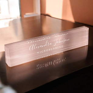 Rose Gold Blush Pink Microblading Lashes Nameplate