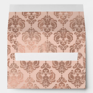Rose Gold Blush Pink Modern Glam Damask Envelope