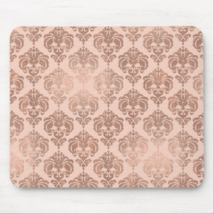Rose Gold Blush Pink Modern Glam Damask Mouse Mat