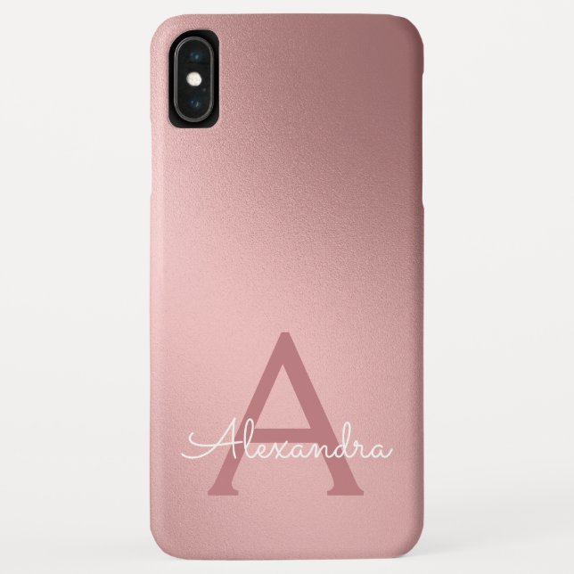 Rose Gold - Blush Pink Modern Monogram Case-Mate iPhone Case (Back)