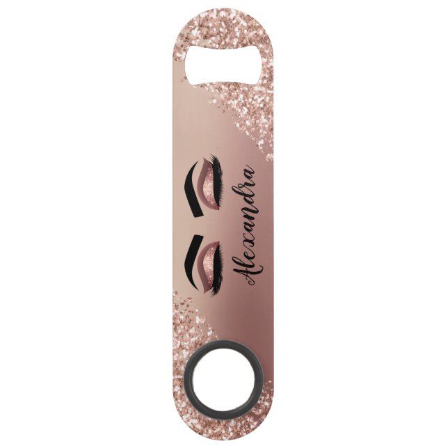 Rose Gold Blush Pink Monogram Glitter Eyelashes (Front)