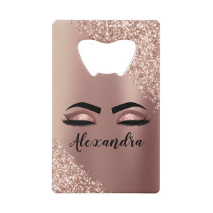Rose Gold Blush Pink Monogram Glitter Eyelashes
