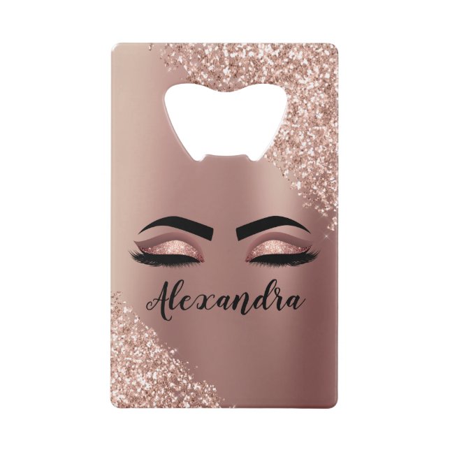 Rose Gold Blush Pink Monogram Glitter Eyelashes (Front)