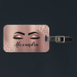 Rose Gold Blush Pink Monogram Glitter Eyelashes Luggage Tag<br><div class="desc">Rose Gold - Blush Pink Faux Foil Metallic Sparkle Glitter Brushed Metal Monogram Name and Initial Eyelashes (Lashes), Eyelash Extensions and Eyes Luggage Bag Tag. The design makes the perfect sweet 16 birthday, wedding, bridal shower, anniversary, baby shower or bachelorette party gift for someone looking for a trendy cool style....</div>