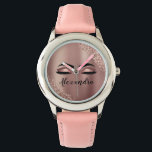 Rose Gold Blush Pink Monogram Glitter Eyelashes Watch<br><div class="desc">Rose Gold - Blush Pink Faux Foil Metallic Sparkle Glitter Brushed Metal Monogram Name and Initial Eyelashes (Lashes),  Eyelash Extensions and Eyes Makeup Watch. This makes the perfect sweet 16 birthday,  wedding,  bridal shower,  anniversary,  baby shower or bachelorette party gift for someone decorating her room in trendy cool style.</div>