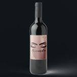 Rose Gold Blush Pink Monogram Glitter Eyelashes Wine Label<br><div class="desc">Rose Gold - Blush Pink Faux Foil Metallic Sparkle Glitter Brushed Metal Monogram Name and Initial Eyelashes (Lashes),  Eyelash Extensions and Eyes Wine Label. The design makes the perfect sweet 16 birthday,  wedding,  bridal shower,  anniversary,  baby shower or bachelorette party gift for someone looking for a trendy cool style.</div>