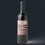 Rose Gold Blush Pink Monogram Glitter Eyelashes Wine Label<br><div class="desc">Rose Gold - Blush Pink Faux Foil Metallic Sparkle Glitter Brushed Metal Monogram Name and Initial Eyelashes (Lashes),  Eyelash Extensions and Eyes Wine Label. The design makes the perfect sweet 16 birthday,  wedding,  bridal shower,  anniversary,  baby shower or bachelorette party gift for someone looking for a trendy cool style.</div>