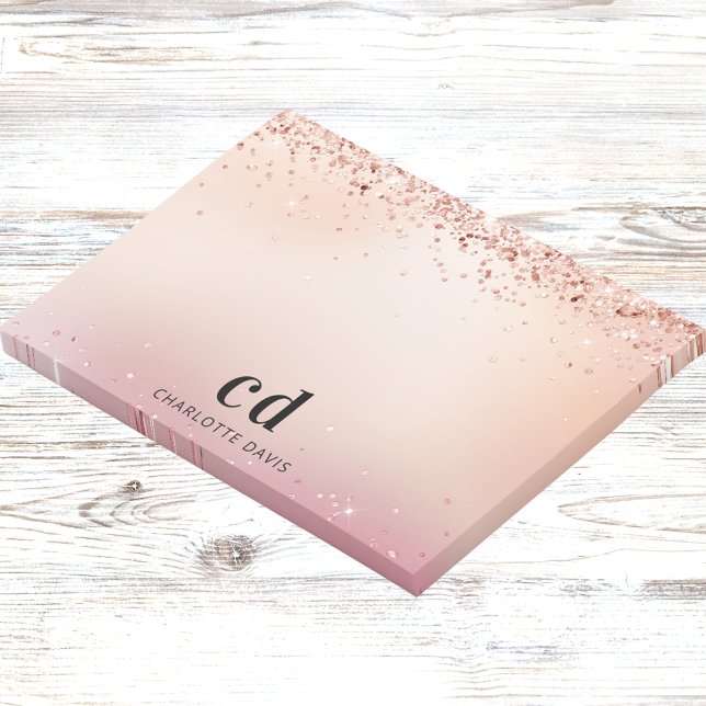 Rose gold blush pink monogram name post-it notes (Creator Uploaded)