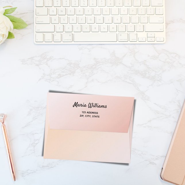 Rose gold blush pink return address envelope (Creator Uploaded)