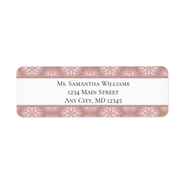 Rose Gold Blush Pink Return Address label (Front)