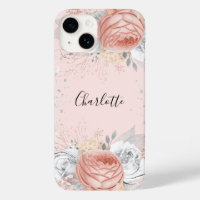 Rose gold blush pink silver flower name