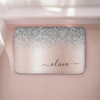 Rose Gold - Blush Pink Silver Glitter Monogram