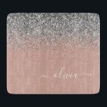 Rose Gold Blush Pink Silver Glitter Monogram Cutting Board<br><div class="desc">Rose Gold Blush Pink and Silver Sparkle Glitter Script Monogram Name Cutting Board. This makes the perfect graduation,  birthday,  wedding,  bridal shower,  anniversary,  baby shower or bachelorette party gift for someone that loves glam luxury and chic styles.</div>