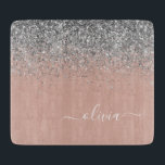 Rose Gold Blush Pink Silver Glitter Monogram Cutting Board<br><div class="desc">Rose Gold Blush Pink and Silver Sparkle Glitter Script Monogram Name Cutting Board. This makes the perfect graduation,  birthday,  wedding,  bridal shower,  anniversary,  baby shower or bachelorette party gift for someone that loves glam luxury and chic styles.</div>