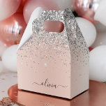 Rose Gold - Blush Pink Silver Glitter Monogram Favour Box<br><div class="desc">Rose Gold - Blush Pink and Silver Faux Foil Metallic Sparkle Glitter Brushed Metal Monogram Name Favour Box. This makes the perfect sweet 16 birthday,  wedding,  bridal shower,  anniversary,  baby shower or bachelorette party gift for someone that loves glam luxury and chic styles.</div>