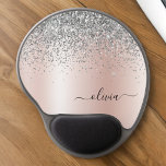 Rose Gold - Blush Pink Silver Glitter Monogram Gel Mouse Mat<br><div class="desc">Rose Gold - Blush Pink and Silver Faux Foil Metallic Sparkle Glitter Brushed Metal Monogram Name and Initial Mousepad (Mouse Pad). This makes the perfect sweet 16 birthday,  wedding,  bridal shower,  anniversary,  baby shower or bachelorette party gift for someone that loves glam luxury and chic styles.</div>