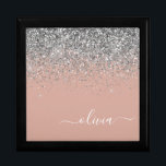 Rose Gold Blush Pink Silver Glitter Monogram Gift Box<br><div class="desc">Rose Gold - Blush Pink and Silver Sparkle Glitter script Monogram Name Jewellery Keepsake Box. This makes the perfect graduation,  birthday,  wedding,  bridal shower,  anniversary,  baby shower or bachelorette party gift for someone that loves glam luxury and chic styles.</div>