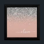 Rose Gold Blush Pink Silver Glitter Monogram Gift Box<br><div class="desc">Rose Gold - Blush Pink and Silver Sparkle Glitter script Monogram Name Jewellery Keepsake Box. This makes the perfect graduation,  birthday,  wedding,  bridal shower,  anniversary,  baby shower or bachelorette party gift for someone that loves glam luxury and chic styles.</div>