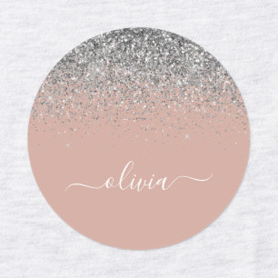 Rose Gold Blush Pink Silver Glitter Monogram Girly